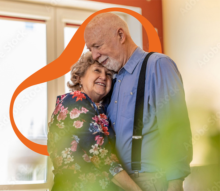 older couple cuddling
